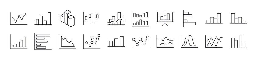 Progress Bar, Growth, Diagram Line Icon Collection. Editable Stroke. Perfect for Infographics, Articles, Books, Flyers, Banners vector