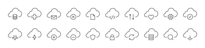 Arrows, Lock, Check etc in Cloud Store Picture Collection. Editable Stroke. Perfect for Infographics, Articles, Books, Flyers, Banners vector