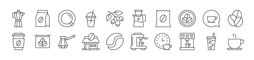 Coffee and Grains Outline Icon Collection. Editable Stroke. Perfect for Infographics, Articles, Books, Flyers, Banners vector