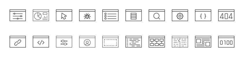 Brackets, Arrows, Gear etc Related Line Icon Collection. Editable Stroke. Perfect for Infographics, Articles, Books, Flyers, Banners vector
