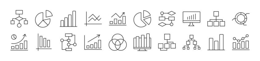 Diagrams, Pie Charts, Progress Bars Related Image Collection. Editable Stroke. Perfect for Infographics, Articles, Books, Flyers, Banners vector
