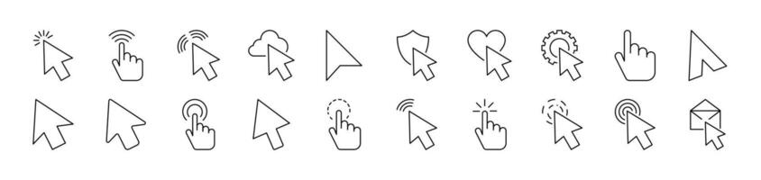 Cursor Outline Image Collection. Editable Stroke. Perfect for Infographics, Articles, Books, Flyers, Banners vector