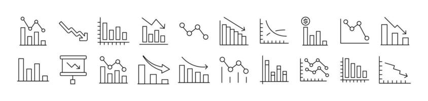 Icon Bundle of Arrow Down by Progress Bar Drawn with Thin Line for apps, web sites, banners, infographics and other types of design vector