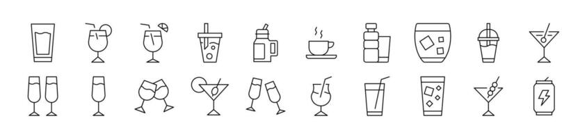Collection of Signs of Alcoholic Drink, Energy Drink, Soft Drinks for apps vector