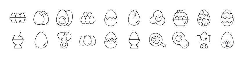 Collection of Icons of Eggs Drawn with Thin Line for apps, web sites, banners, infographics and other types of design vector