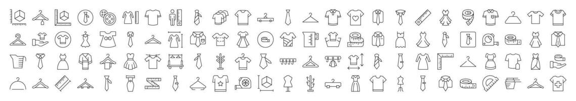 Sewing and Garment Outline Style Icons for Design, Cards, Apps, Social Networks vector