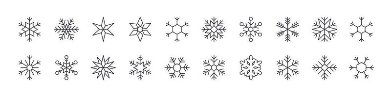 Snowflakes Line Icon Pack. Editable Stroke. Minimalistic Linear Pictogram for Design of Cards, Apps, Banners, Posts vector