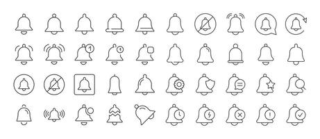 Bell with Items Outline Simple Linear Image Collection. Editable Stroke. Suitable for Web Sites, Books, Cards, Apps vector