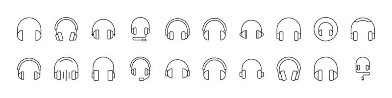 Big Various Headphones Related Icon Set. Editable Stroke. Suitable for Web Sites, Books, Cards, Apps vector