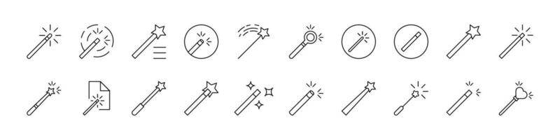 Magic Wand Simple Isolated Line Icons Collection. Editable Stroke. Suitable for Web Sites, Books, Cards, Apps vector