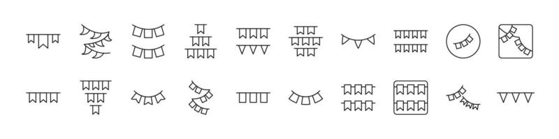 Garlands Simple Isolated Line Icons Collection. Editable Stroke. Suitable for Web Sites, Books, Cards, Apps vector
