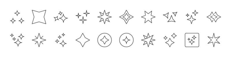 Sparkles and Stars Pack of Thin Icons. Editable Stroke. Suitable for Web Sites, Books, Cards, Apps vector