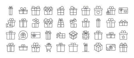 Gift and Present Collection of Thin Icons. Editable Stroke. Suitable for Web Sites, Books, Cards, Apps vector