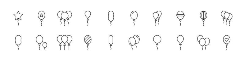 Holiday Ballon Thin Icons Collection. Editable Stroke. Suitable for Web Sites, Books, Cards, Apps vector