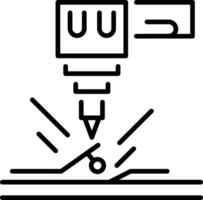 Outline icon depicting laser cutting process vector