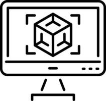 Outline style icon of virtual modelling process vector