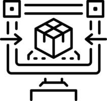 A line icon depicting 3d drafting process vector