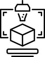 3d printing of a cube model, line style icon vector