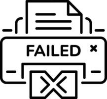 Printing fail error, line style icon vector