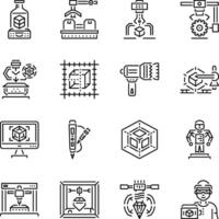 Set of Additive Manufacturing Linear Icons vector