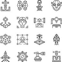 Line Icon Set Depicting 3D Printing Technology vector