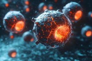 Abstract Microscopic View of Glowing Cellular Structures for Science and Technology photo