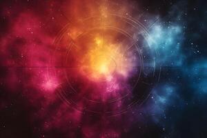 Cosmic Nebula with Abstract Geometric Overlay for Futuristic Design Concepts photo