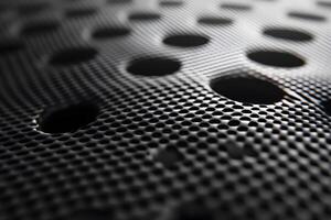 Abstract Black Perforated Metallic Surface with Hexagonal Patterns for Modern Design photo