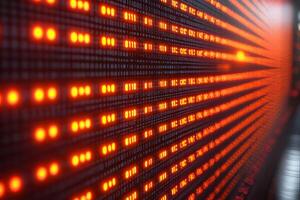 Futuristic Digital Display with Glowing Yellow Lights for Technology and Data Visualization photo