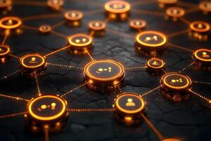 Abstract Network Connections with Glowing Nodes for Technology and Communication Design photo