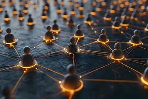Digital Social Network Connections with Abstract Figures and Glowing Links photo