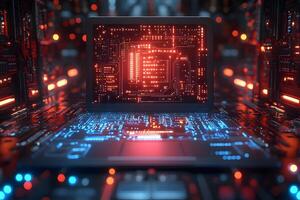 Futuristic Computer Circuit Board Interface - Digital Technology and Innovation Concept photo
