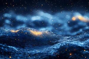 Abstract Cosmic Ocean with Glowing Waves for Creative Design and Backgrounds photo