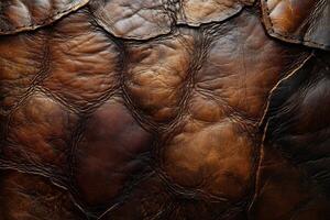 Rich Textured Brown Leather Surface for Design and Background Concepts photo