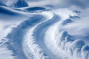 Snowy Mountain Paths in Winter Wonderland for Adventurous Exploration photo