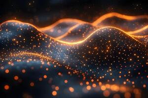 Abstract Glowing Particle Waves for Dynamic Tech Background Design photo