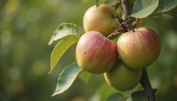Close up of apples plamtation photo