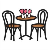 Hand Drawing of Coffee Table with Chairs in a Cozy and Inviting Setting vector