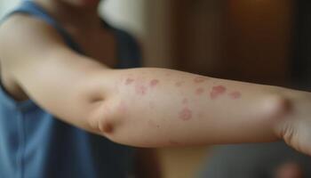 Child hand skin is itching and rash photo