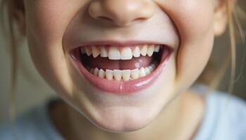 A young girl with a big smile on her face photo