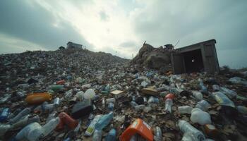 Sanitary landfill overloaded photo