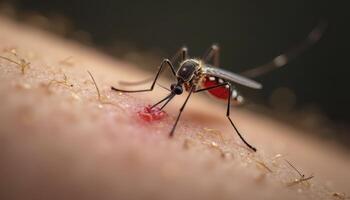Mosquito is biting a person arm photo
