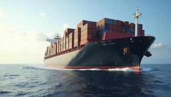 cargo ship in the ocean photo