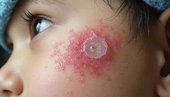 Baby skin is affected itchy virus and rash photo