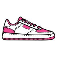 Hand Drawing of White and Hot Pink Woman Sneaker with Bold and Energetic Style vector