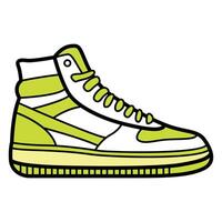 Hand Drawing of White and Light Green Woman Sneaker with Fresh and Stylish Vibes vector