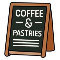 Hand Drawing of Coffee and Pastries Sign with Warm and Inviting Details vector