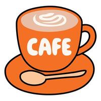Orange Cup of Coffee with Warm and Inviting Details vector