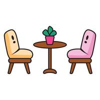Cafe Table with Cozy and Inviting Chairs vector