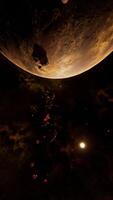 vertical, a large cluster of asteroids near an unknown planet video